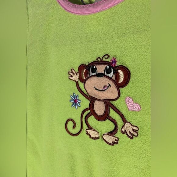 Green Top with Monkey Embroidery 2 pc Monkey Pajama Set Size 6-6X EPC - Picture 1 of 4